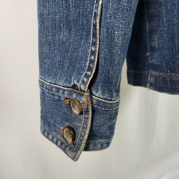 Liz Claiborne Jean Jacket Blue Collared  Denim Women's Medium Button - Picture 3 of 16